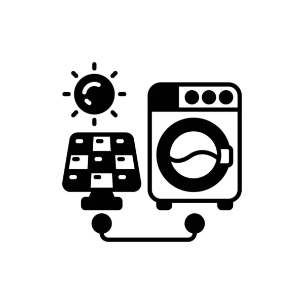 ソーラーパワー洗濯機のアイコンをベクトルで ロゴタイプ — ストックベクタ