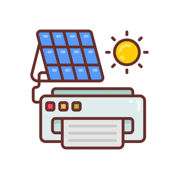Solarbetriebene Drucker Symbol Vektor Logotyp — Stockvektor