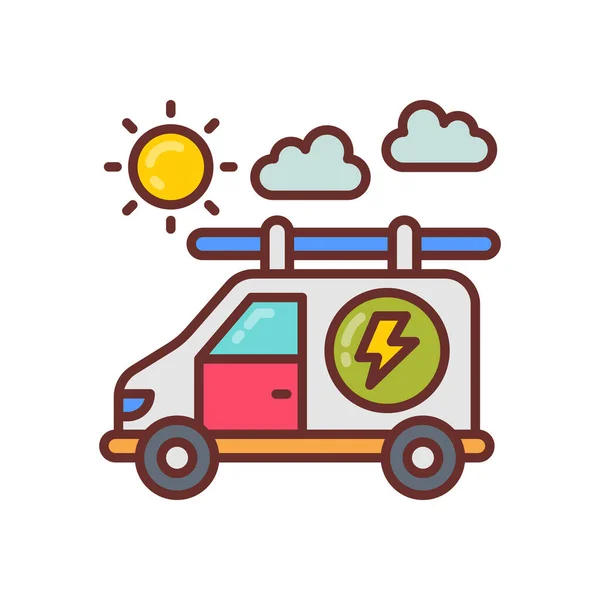 Solarbetriebene Van Symbol Vektor Logotyp — Stockvektor