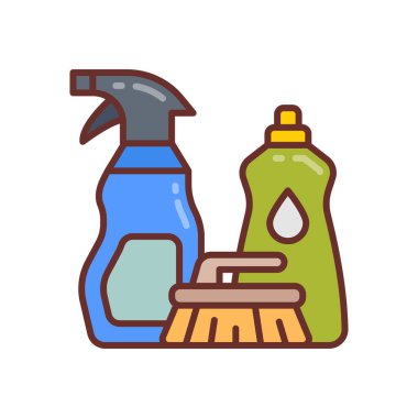 Temizlik Malzemeleri simgesi vektörde. Logotype