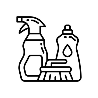 Temizlik Malzemeleri simgesi vektörde. Logotype