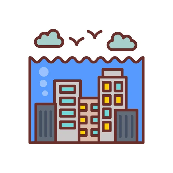 Underwater Cities Icon Vector Logotype — Stock Vector