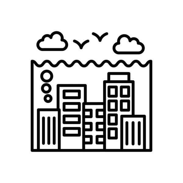 Icona Delle Città Subacquee Nel Vettore Logotipo — Vettoriale Stock