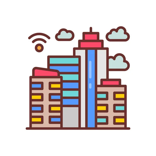 Ícone Cidade Inteligente Vetor Logotipo —  Vetores de Stock