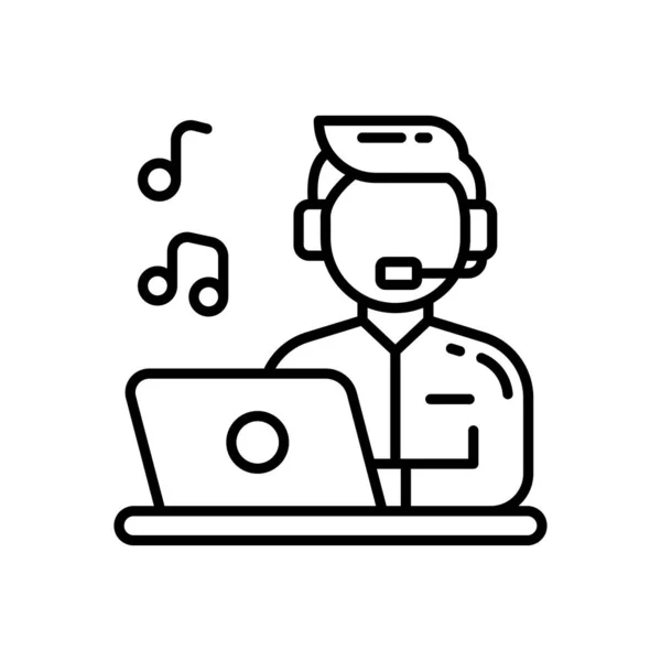 Escuchar Icono Música Vector Logotipo — Archivo Imágenes Vectoriales
