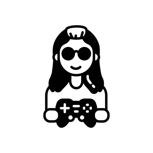 Дівчина Геймер Значок Векторі Логотип — стоковий вектор