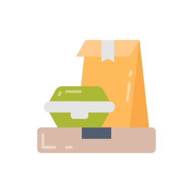 Gıda Teslimat Kutusu ikonu vektör olarak. Logotype