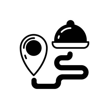 Gıda Teslimat Konumu simgesi vektörde. Logotype