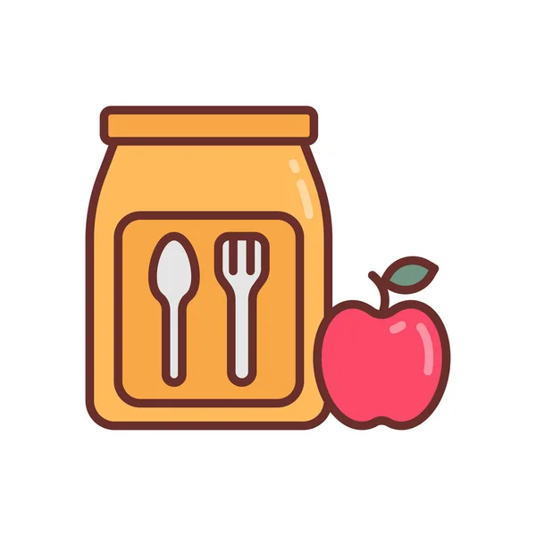 Ikona Lunch Boxu Vektoru Logotyp — Stockový vektor