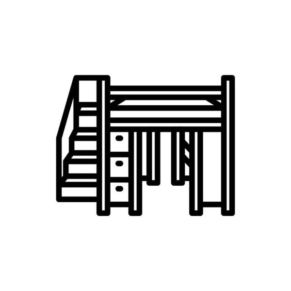 Loft Bed Icoon Vector Logotype — Stockvector