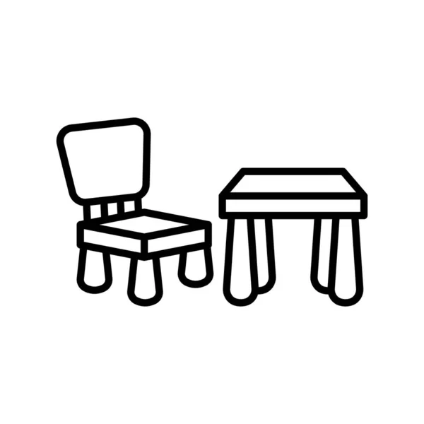 Ícone Tabela Cadeira Vetor Logotipo — Vetor de Stock