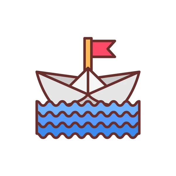 Papierboot Symbol Vektor Logotyp — Stockvektor