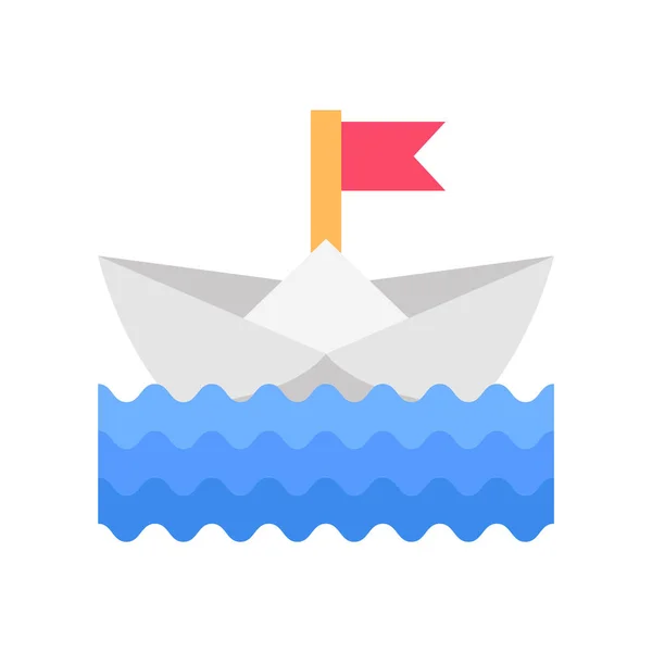 Paper Boat Icon Vector Logotype — Stock Vector