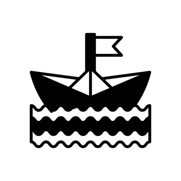 Vektör Olarak Paper Boat Simgesi Logotype — Stok Vektör