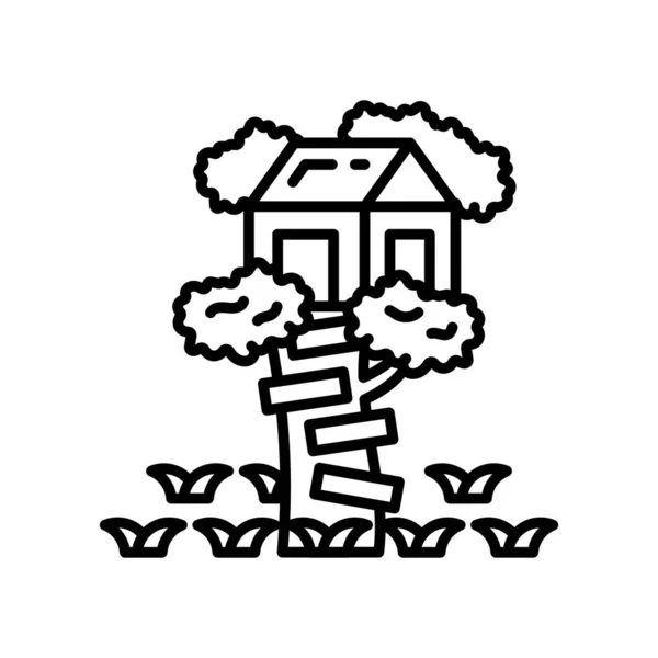 Träd Hus Ikon Vektor Logotyp — Stock vektor