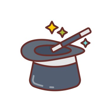 Sihirli Şapka simgesi vektörde. Logotype