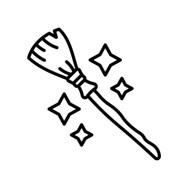 Süpürge çubuğu simgesi vektörde. Logotype