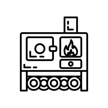 Vektör olarak ahşap soba simgesi. Logotype