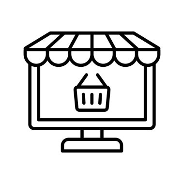 Çevrimiçi Shop simgesi vektöründe. Logotype
