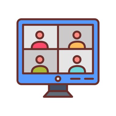 Çevrimiçi Buluşma simgesi vektörü. Logotype