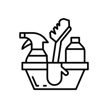 Temizlik Malzemeleri simgesi vektörde. Logotype