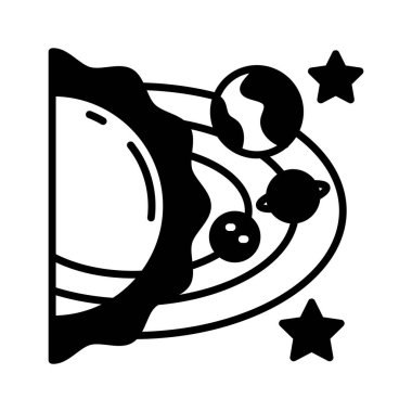 Vektör olarak Güneş Sistemi simgesi. Logotype