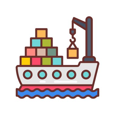 Kargo Gemisi simgesi vektörde. Logotype