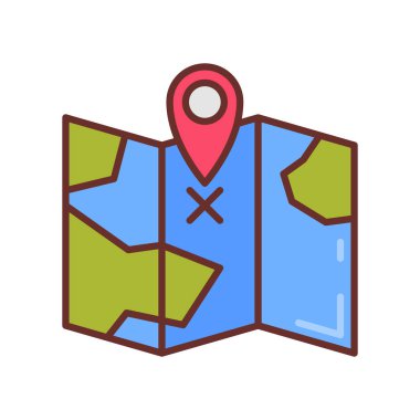 Okyanus haritası simgesi vektörde. Logotype