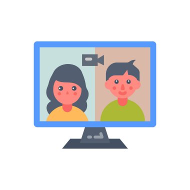 Vektör olarak video konferans simgesi. Logotype