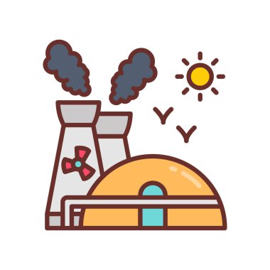 Nükleer Santral ikonu vektörde. Logotype