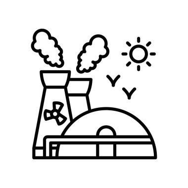 Nükleer Santral ikonu vektörde. Logotype