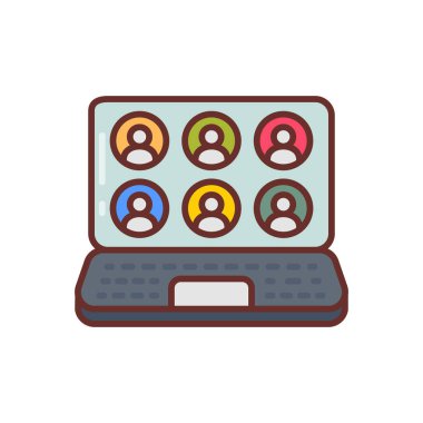 Vektör olarak video konferans simgesi. Logotype