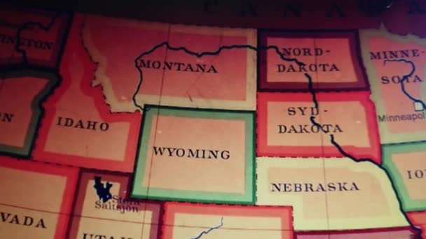 Eine Alte Farbige Landkarte Der Vereinigten Staaten Von Amerika Zufällig — Stockvideo