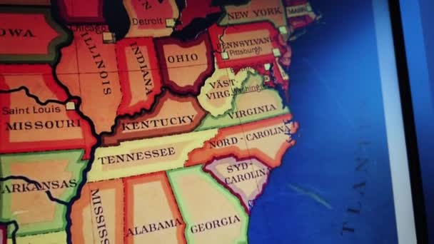 Una Vecchia Mappa Colorata Degli Stati Uniti America Trovata Caso — Video Stock