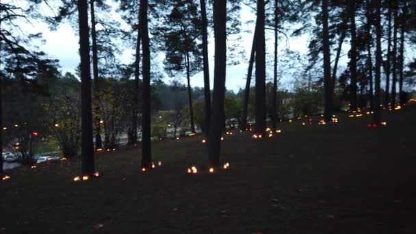 秋の夜に死者を記念するキャンドル — ストック動画
