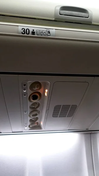 Detalhe Teto Interior Fuselagem Avião Avião — Fotografia de Stock