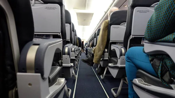 Interior Aisle Seating Airliner — Stock Photo, Image