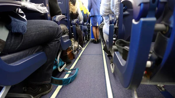 Rome Italy March 2023 Interior Aisle Seating Airliner — Stock Photo, Image