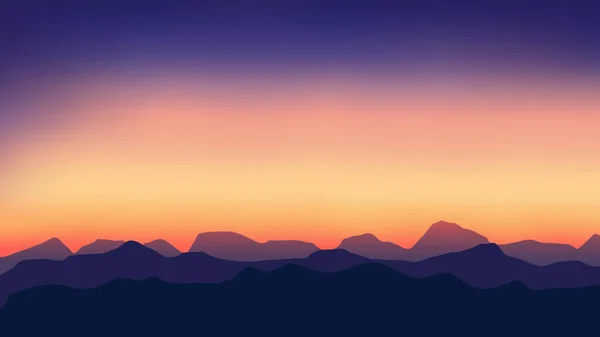 Sonnenuntergang Silhouette Landschaft Des Gebirgsvektors Illustration Hintergrund — Stockvektor