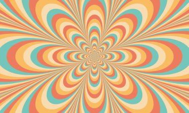 Renkli, modaya uygun, sonsuz çiçek arkaplanı. Trippy psychedelic optik illüzyon vektörü.