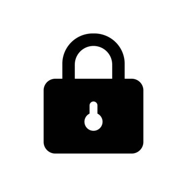 Güvenli kilit simgesi. Güvenlik asma kilit işareti ve sembol vektör çizimi