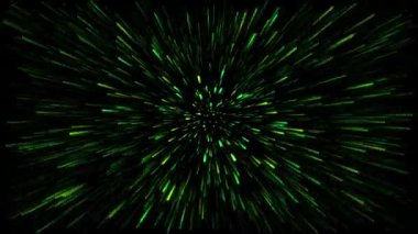 Yeşil kozmik hız ışığı neon ışınları soyut hareket arkaplanı