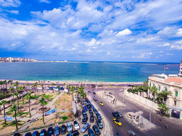 Meer Mit Himmel Wolken Felsen Alexandria Ägypten — Stockfoto