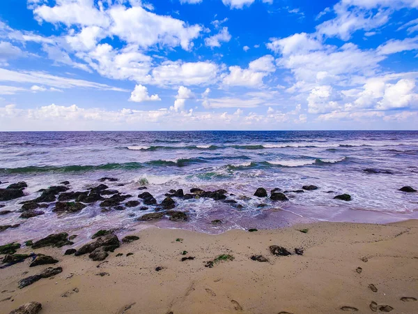 stock image Seashore with sky , cloud & rocks in Alexandria Egypt