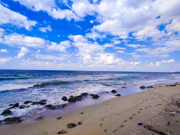 stock image Seashore with sky , cloud & rocks in Alexandria Egypt