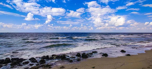 Mar Con Cielo Nubes Rocas Alejandría Egipto —  Fotos de Stock
