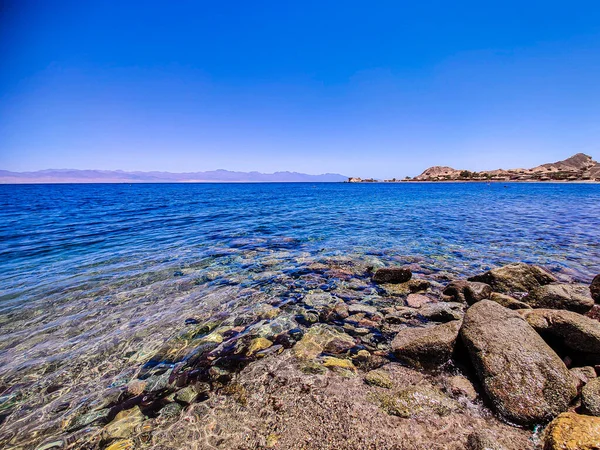 Amazing Relaxing View Seashore Its Sand Water Rocks Sinai Egypt — Stock Photo, Image