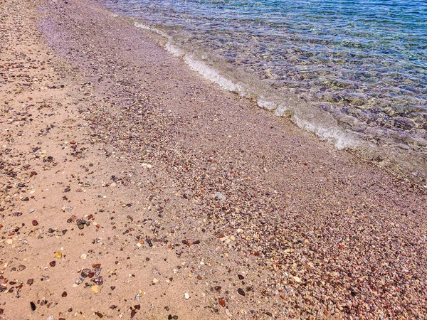 Удивительный Расслабляющий Вид Море Песком Водой Скалами Синайском Полуострове Египет — стоковое фото