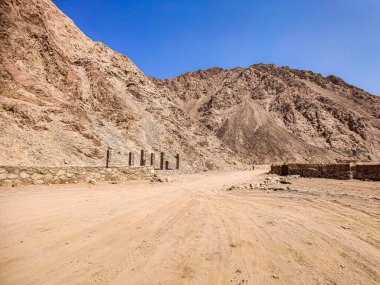 Beautiful Oasis in the desert with palm and mountain view in Dahab Egypt