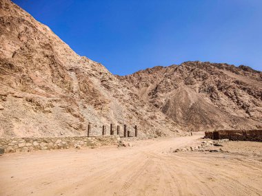 Beautiful Oasis in the desert with palm and mountain view in Dahab Egypt